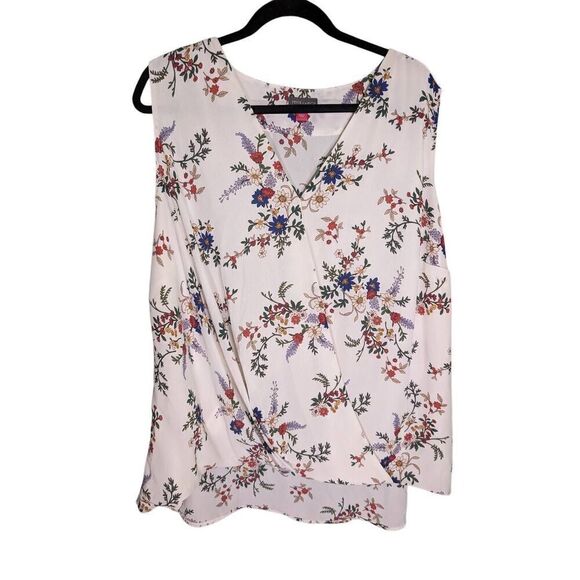 Vince Camuto Printed Wrap-Front Tank Blouse - Picture 1 of 4